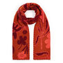 Red wool scarf with floral pattern